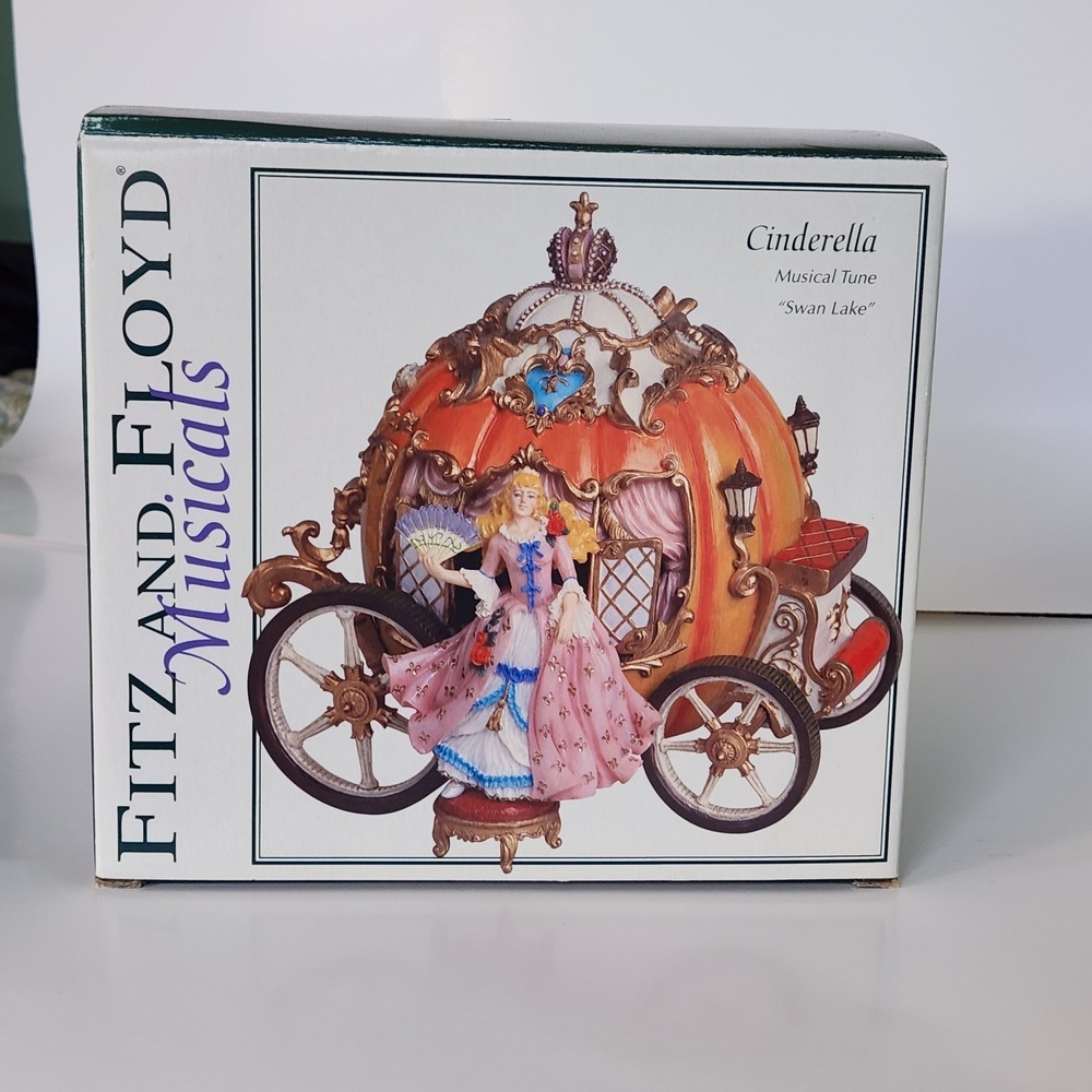 Fitz & Floyd Cinderella Musical Carriage Figurine Pumpkin Coach Swan Lake w/ Box - Picture 7 of 14